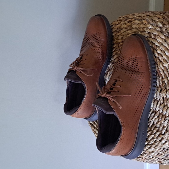 Cole‎ Haan Mens ZeroGrand Laser Tip Brown Leather Oxford Shoes S-11.5 - Picture 1 of 9